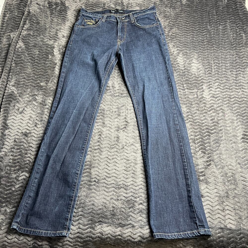 Pepe Jeans Mens 30x34 Holborne Faded Black London Denim Embroidered Logo